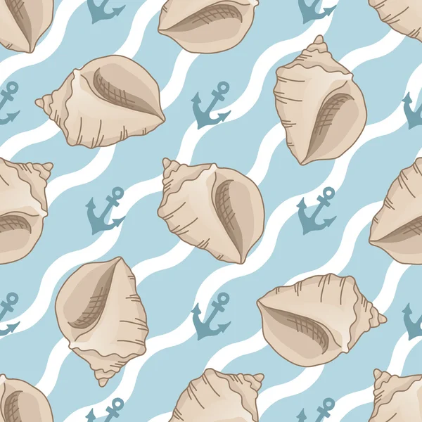 Seamless pattern with seashells — Stock Vector