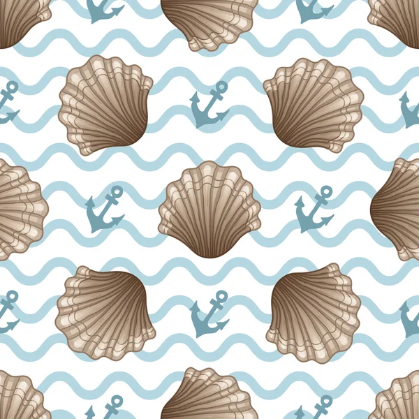 Seamless pattern with seashells — Stock Vector