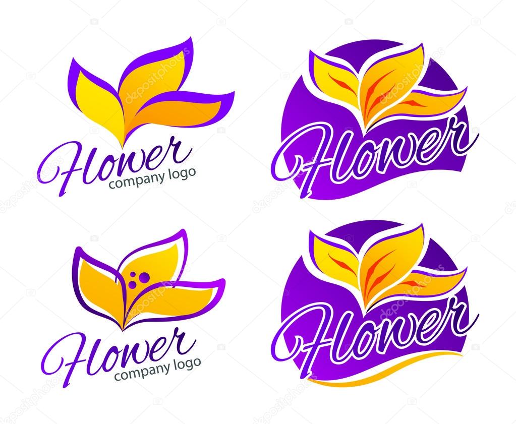 Bright colors flower logo template. Vector Illustration.