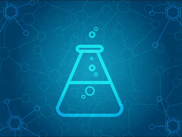 Абстрактные молекулы фона с иконкой колбы — стоковый вектор