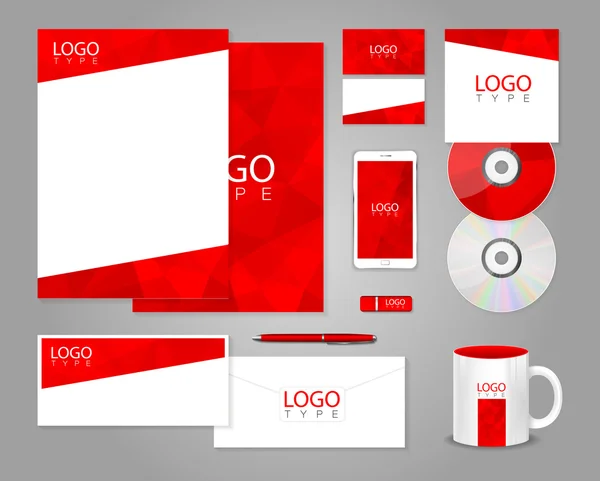 Plantilla de identidad corporativa roja — Vector de stock