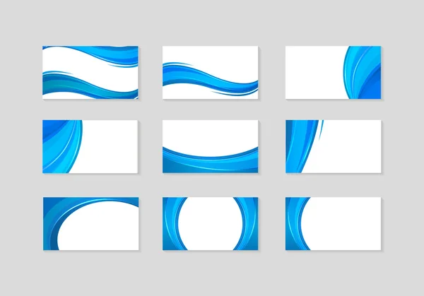 抽象的な青い波とビジネス カードのセット — ストックベクタ