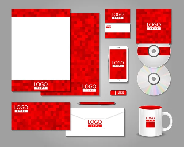 Diseño de plantilla de identidad corporativa roja — Archivo Imágenes Vectoriales