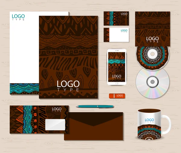 Corporate identity template with ethnic ornaments. — Stock Vector