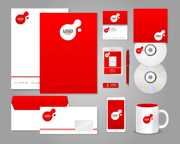 Red corporate identity template — Stock Vector