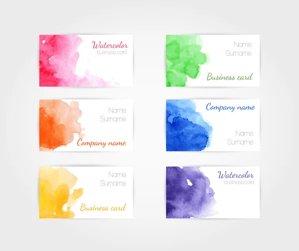 Set of watercolor vector business cards template — Stock Vector