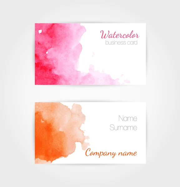 Set of watercolor vector business cards template — Stock Vector