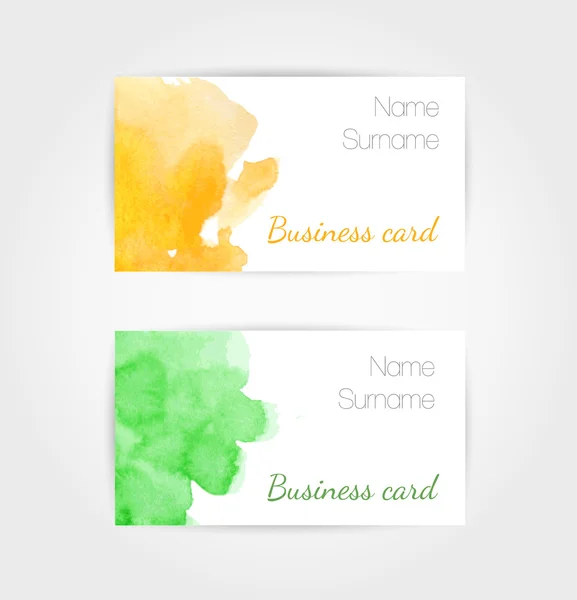 Set of watercolor vector business cards template — Stock Vector