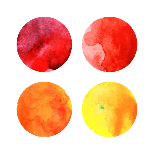 Conjunto de círculos coloridos vetor aquarela — Vetor de Stock
