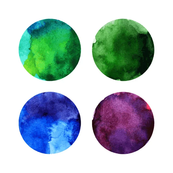 Conjunto de círculos coloridos vetor aquarela — Vetor de Stock