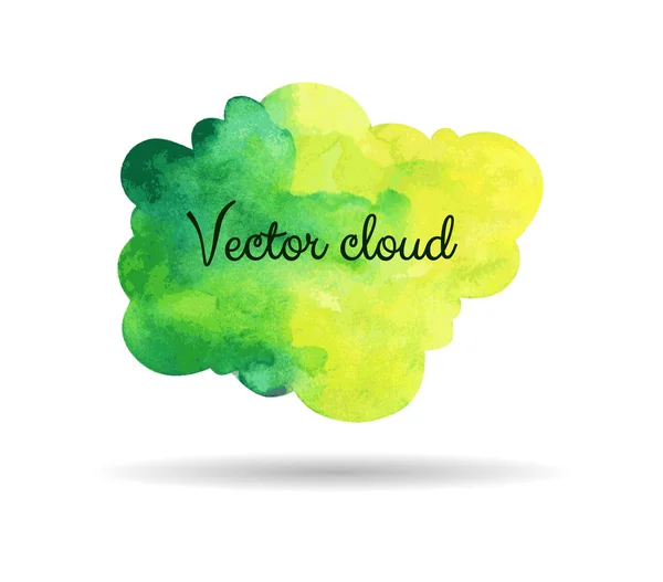 Green watercolor cloud — Stock Vector