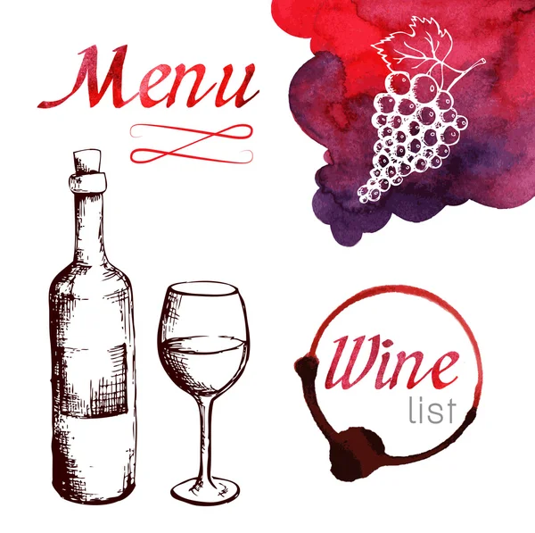 Sulu Boya lekeleri şarapla taslağını