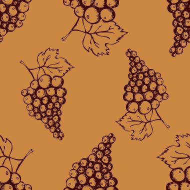 Elle çizilmiş dekoratif üzüm ile Seamless Modeli