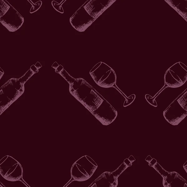 Безшовний візерунок з ручним намальованим вином — стоковий вектор