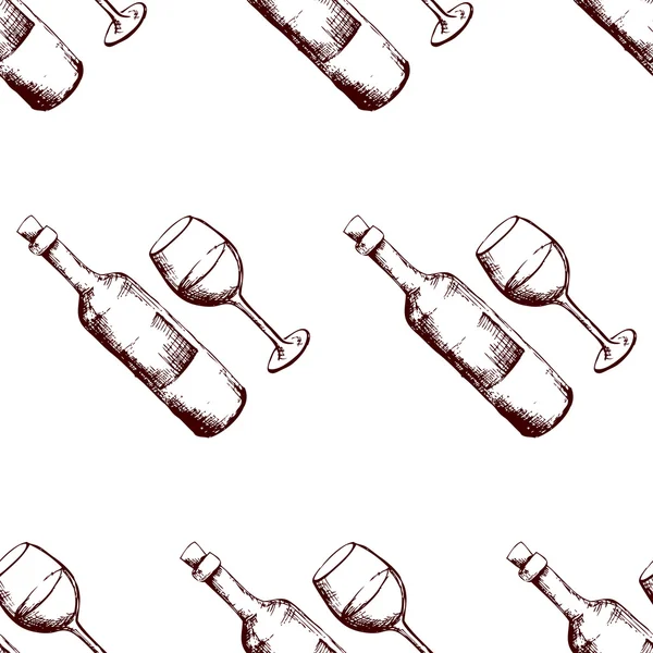 Wzór z ręcznie rysowane wina — Wektor stockowy