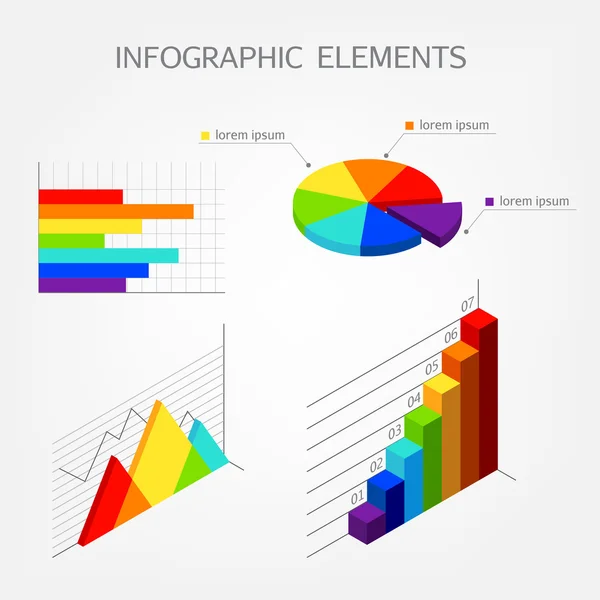 Bright isometric infographics elements — Stock Vector