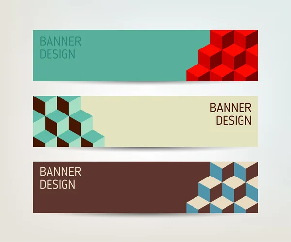 Set of vector banners with cubes — Stock Vector