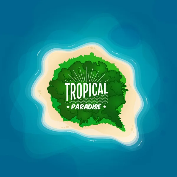 Vue de dessus d'une île tropicale dans l'océan — Image vectorielle