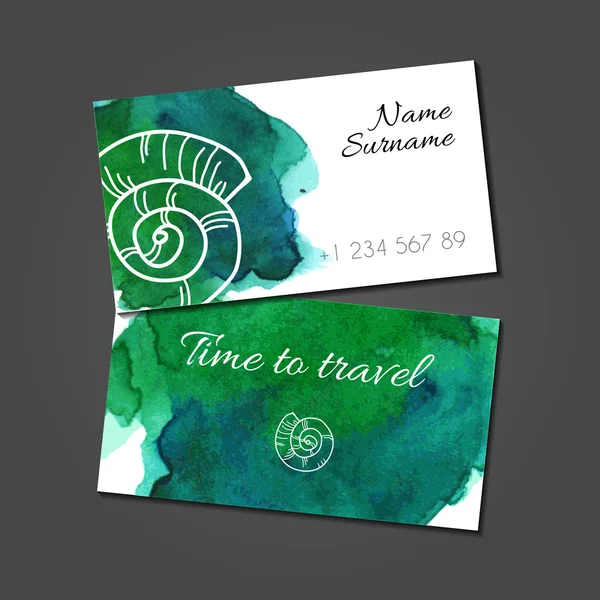 Kartvizit seashell Tarih suluboya leke ile