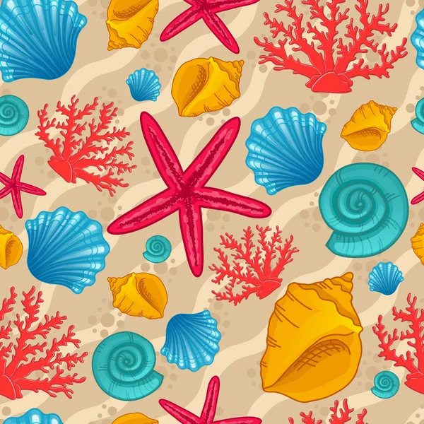 Seamless pattern with seashell — Stock Vector