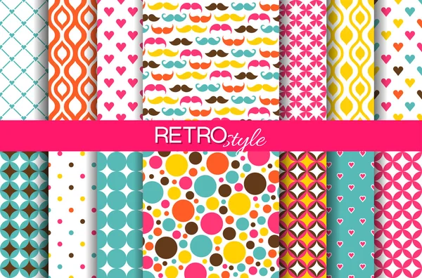 Set of colorful seamless retro vector patterns — Stock Vector