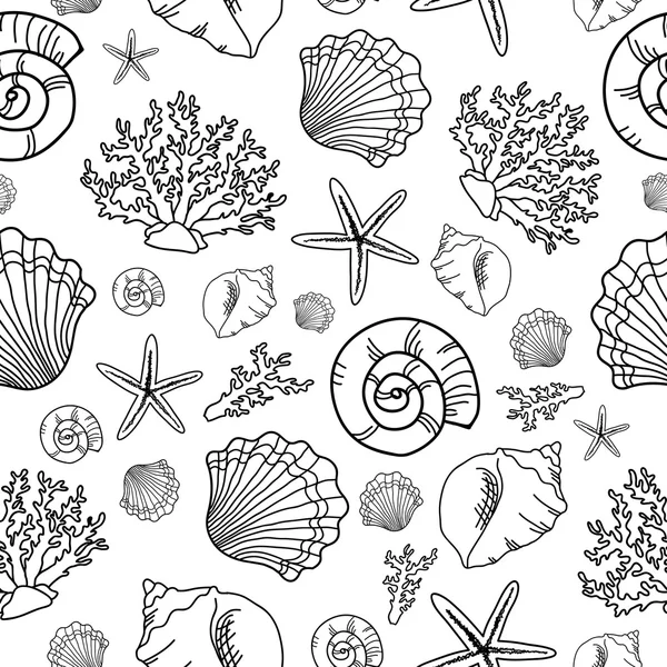 Seamless pattern with seashell — Stock Vector