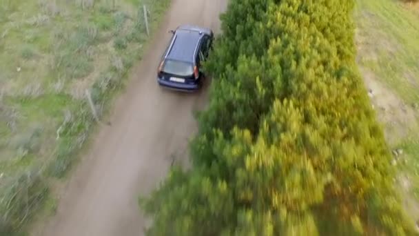 Luftaufnahme Undercover-Streifenwagen mit Blaulicht im Einsatz — Stockvideo