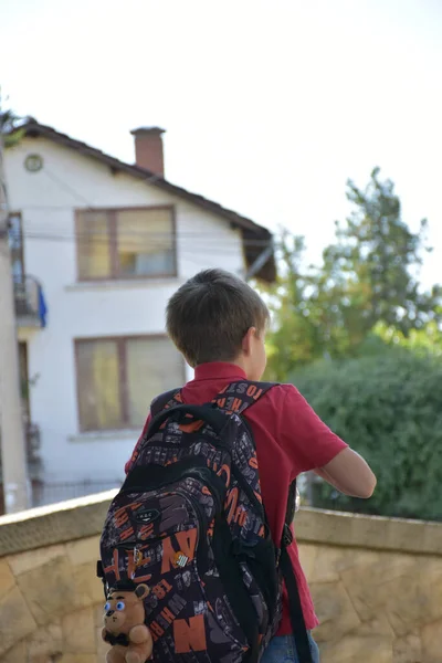 Bir Genç Sırt Çantalı Bir Öğrenci — Stok fotoğraf