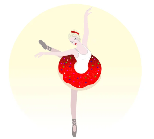 Illustrazione Ballerina Ciambella Sfondo Bianco — Vettoriale Stock
