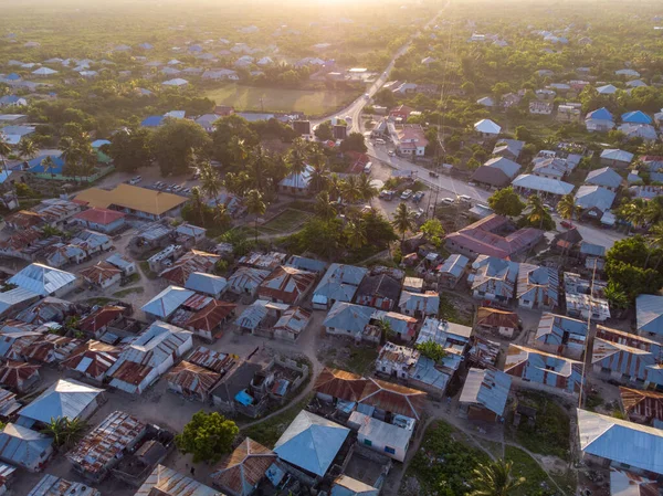 Αεροφωτογραφία για Township Poor Houses favelas στο χωριό Paje, Ζανζιβάρη, Τανζανία, Αφρική — Φωτογραφία Αρχείου
