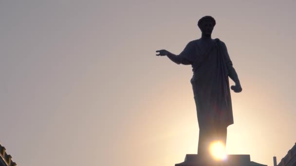 Monument över hertig de Richelieu. Vacker solnedgång Skott — Stockvideo