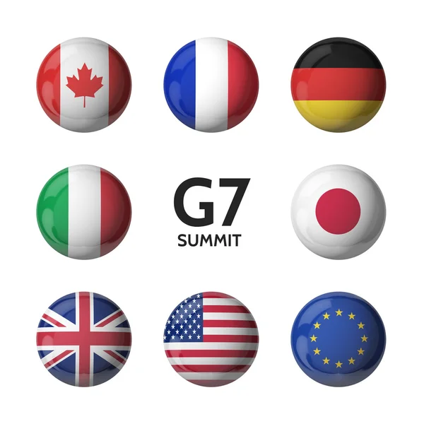 Grup yedi. Ülke bayrakları. G7 Zirvesi