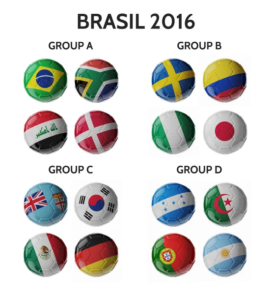 Football Championship 2016 in Brasil. Football/soccer balls. — Stock Photo, Image