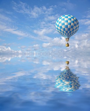 mavi gökyüzünde ve su yansıma 3D balon