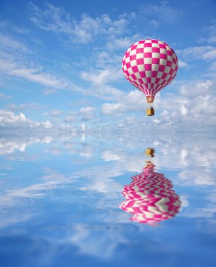 Mavi gökyüzü ve yansıma 3D balon
