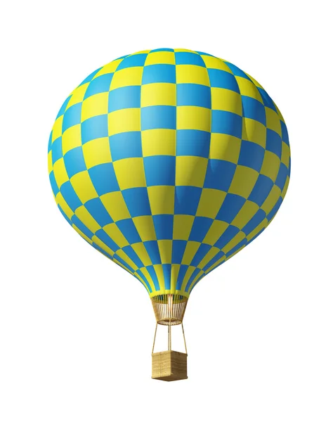 Isolerad på vita 3d blå-gul ballong — Stockfoto