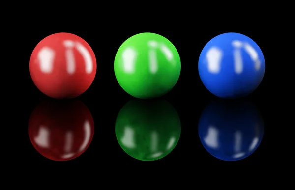 Set of balls isolated on black: RGB colors — Stock Photo, Image