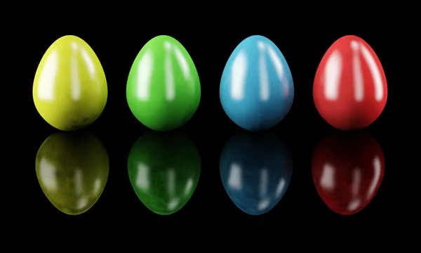 Colorful easter eggs isolated on black — Stock Photo, Image