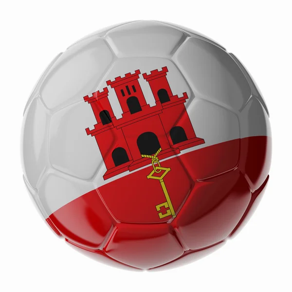 Pelota de fútbol. Bandera de Gibraltar — Foto de Stock