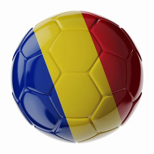 Ballon de foot. Drapeau de Roumanie — Photo