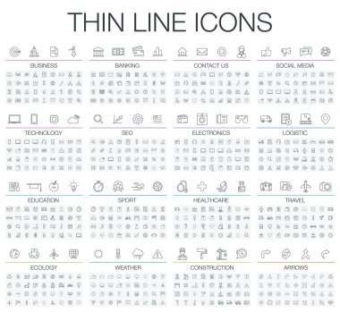 ince çizgi Icons set