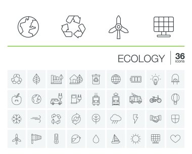 ecology thin line icons set