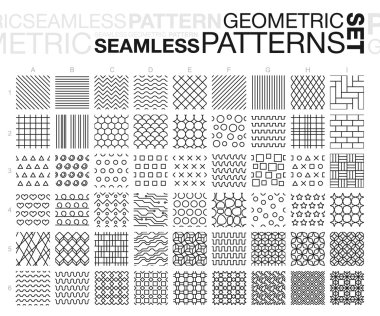 Black and white geometric seamless patterns clipart