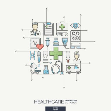 Healthcare integrated thin line symbols