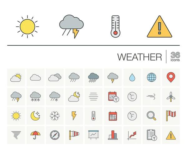 Hava ince çizgi Icons set — Stok Vektör
