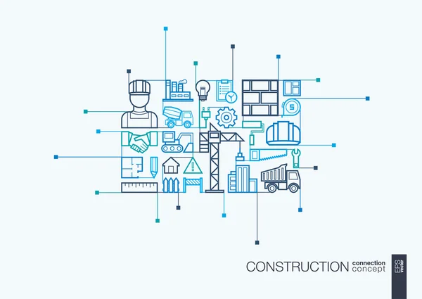 Construction integrated thin line symbols — Stock Vector