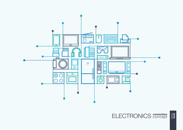 Electronics integrated thin line symbols — Stock Vector