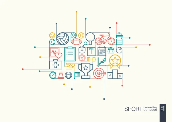 Sport integrato simboli linea sottile — Vettoriale Stock