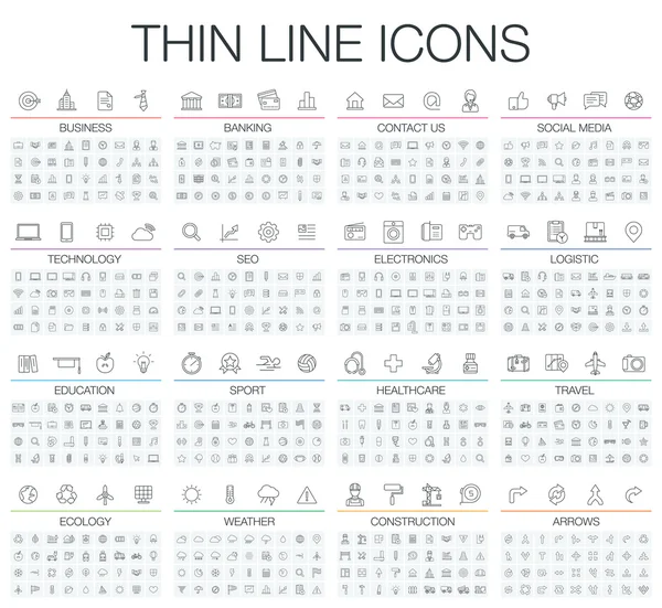 Icônes de ligne mince ensemble — Image vectorielle