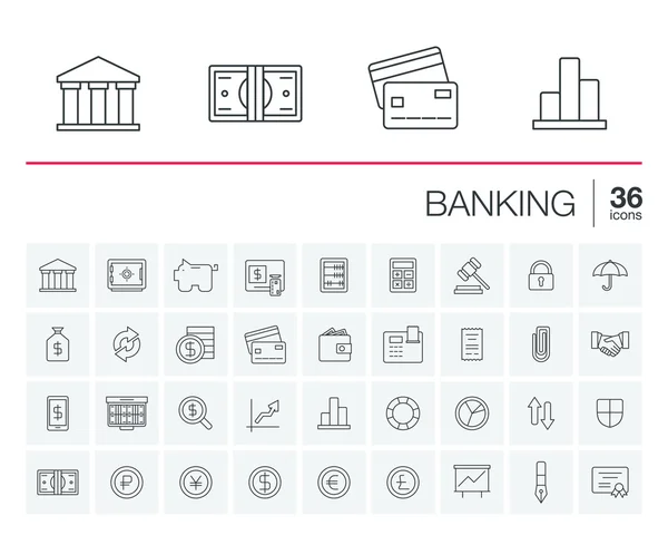 Banking thin line icons set — Stockvector